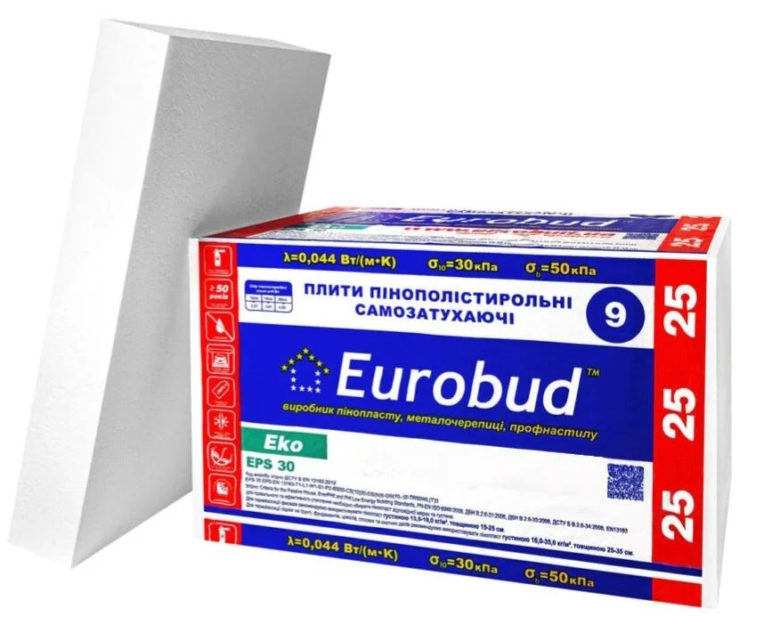 Пінопласт Eurobud EPS-30 Eko 1000*500*40 мм(0,02) 9,0 кг/м3